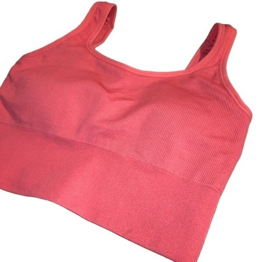 J. Crew SculptStretch Squareneck Longline Ribbed Sports Bra in Coral size XS - Picture 3 of 7